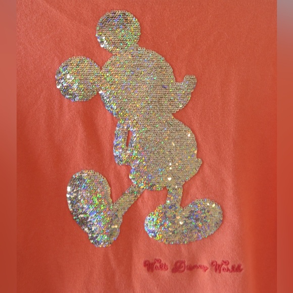 Disney World Orange Sweatshirt with Gold Sequin Mickey - size Small - Picture 3 of 5